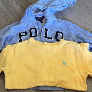 Two BOYS SIZE 4! Polo by Ralph Lauren Kids blue  Hoodie and Yellow T-Shirt Set